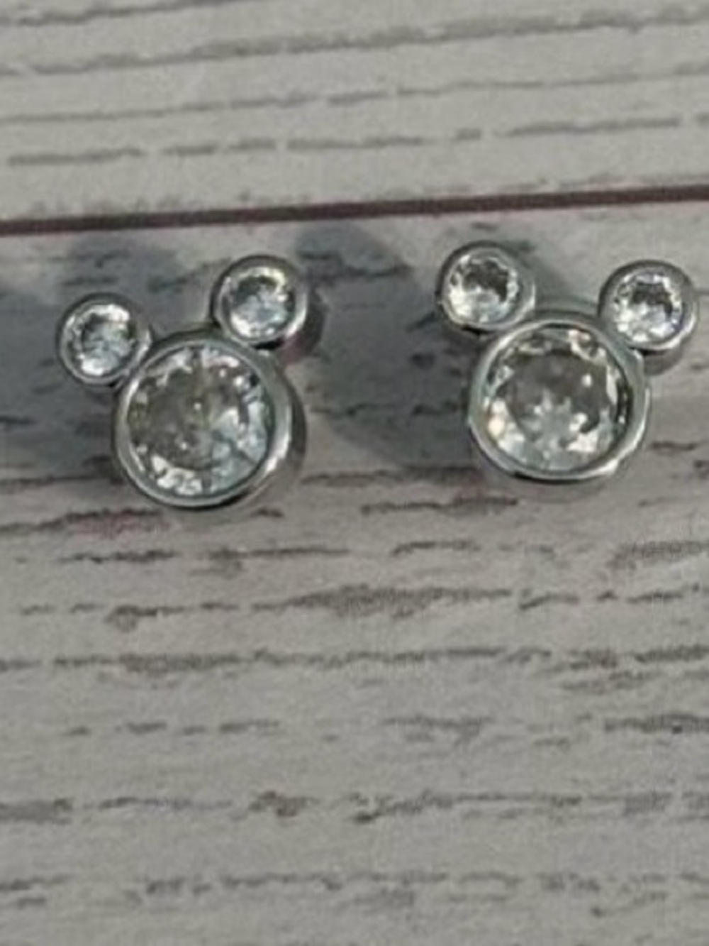 NEW Crystal Mickey Ear Stud Earrings - Sterling Silver